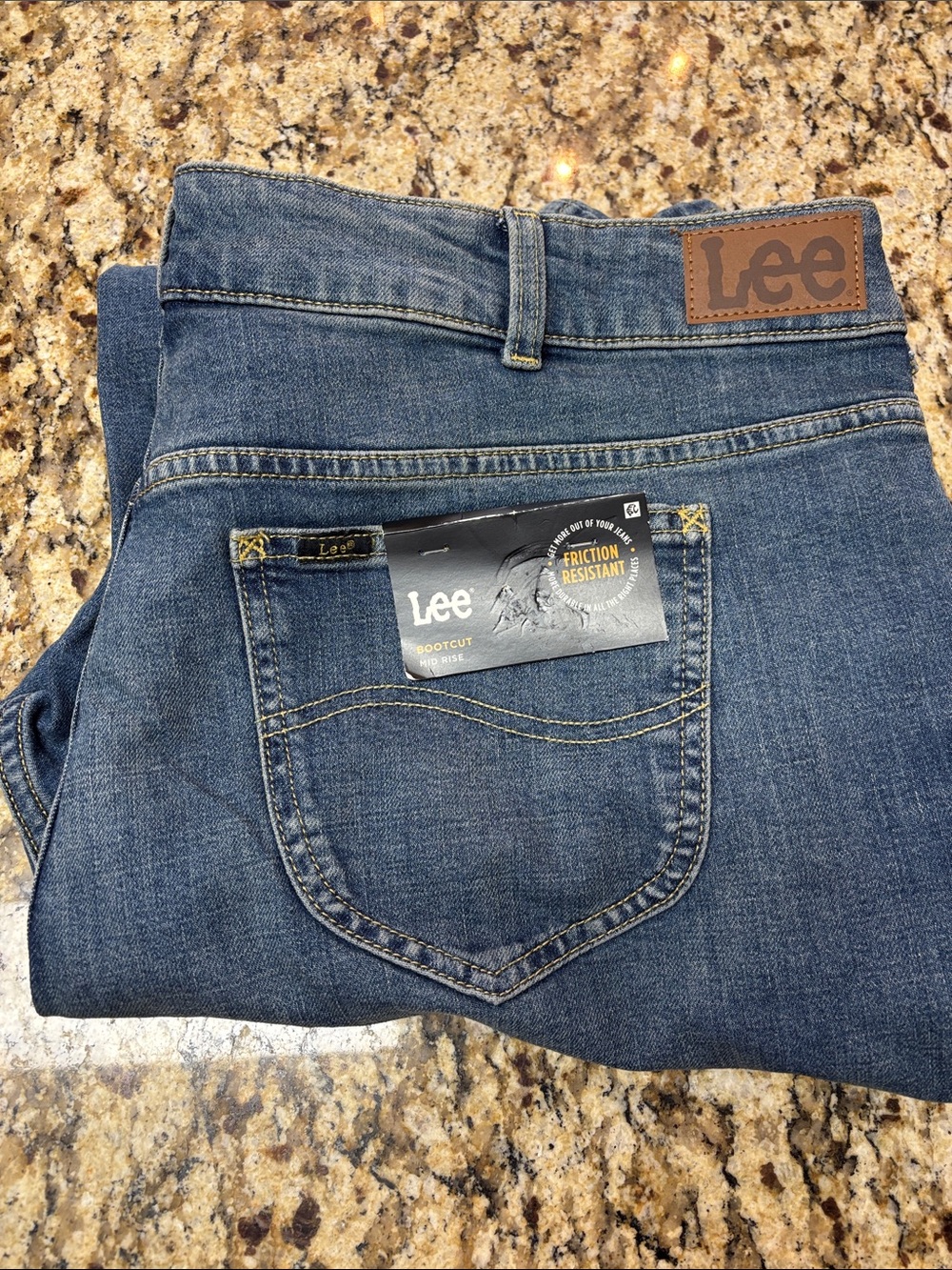 Lee Women's Blue Bootcut Jeans with Leather Patch 22w short